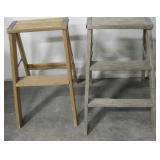 2 Vintage Wooden Kitchen Step Ladder, 23"H