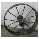 Vintage Antique Large Steel Wagon Wheel, 27"D