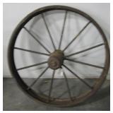 Vintage Antique Large Steel Wagon Wheel, 28"D
