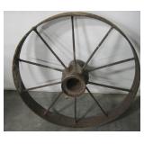 Vintage Antique Large Steel Wagon Wheel, 30"D