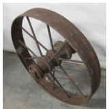 Vintage Antique Large Steel Wagon Wheel, 27"D