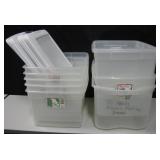9 Various Sized Plastic Storage Bins & Covers