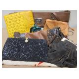 Box Of Various Leather & Fabric Purses & Clutches