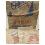 4 Vintage Burlap Grocery / Vegetable Bags