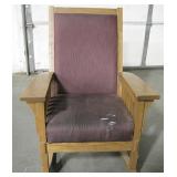 VNTG Wooden & Purple Upholstery Rocking Chair