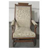 VNTG Wooden Cream Floral Upholstery Rocking Chair