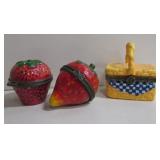 3 Mini Strawberry & Picnic Basket Form Pill Boxes