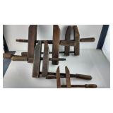 4 Vintage All-Wood Screw Clamps