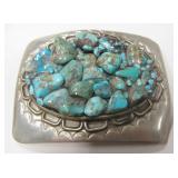 Sterling Silver & Turquoise Nuggets NA Belt Buckle