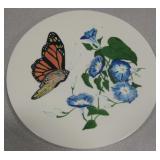 9.5" Butterfly & Flowers Handmade Plate - Signed
