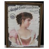 Coors Beer Lady In Pink Framed Repro Art