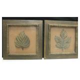 2 Framed Wood Wall Art - 14" x 14" Each