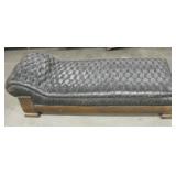 Antique Leather & Wood Chaise Lounge