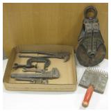Cast Iron & Wood Hay Barn Pulley, Wrenches, etc