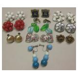 10 Pairs Of Vintage Costume Jewelry Earrings