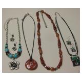 Lot Of 4 Necklaces - 2 w/ Matching Earrings