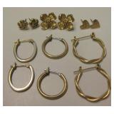 6 Pair - Gold-Toned & Gold Plated Earrings