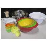 Various Multi-Colored Mixing Bowls & Accessories