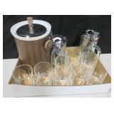 Glass & Faux Wood Bar Glass, Mugs & Ice Bucket