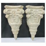 Pair of Resin Foliated Decorative Wall Shelfs