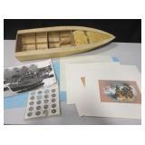 VNTG Wooden Boat Base, Photos & Stickers, 24"L