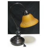 Vintage Style Amber Tone Bell Shape Table Lamp
