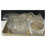 Various Americana Glass Pitcher, Vases & Bowl