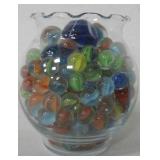 Glass Jar of Various Sized Marbles
