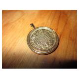Gold Una Peseta Coin Style Pendant
