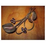 Sterling .925 Amethyst Inlay Leaf Form Brooch