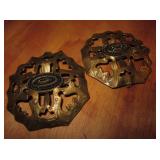 Pair of Art Deco Marcasite Pierced Metal Brooch