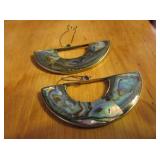 Silver Alpaca Fan Formed Abolone Inlay Earrings