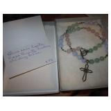 Blue Agate, Rose Quartz, Aventurine Cross Necklace