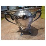 New Haven S.P. Dbl. Handle Face Formed Urn w/ Lid