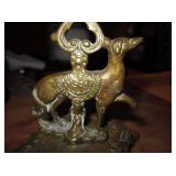 7.5" Greyhound Motif Brass Candle Holder