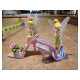 2 Disney Tinkerbell Figure on Floral Slippers