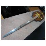 Fantasy Robinhood Gold Tone & Steel Sword w/ Board