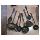 Various Cast Iron Ladles, Spatulas & Spoons