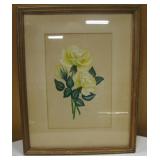 17" X 21.5" Framed Yellow Roses Art