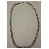 Beaded Sterling Silver Necklace - Marked