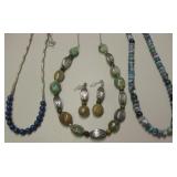 3 Sterling Silver Marked Necklaces w/ Stones