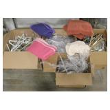 4 Large Boxes Of Hangers, 3 Towels & 2 Blankets