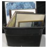 Bin of Various Framed Art Prints