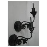 Pair of Foliate & Scrolling Metal Sconces, 11"L
