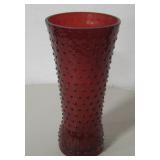 Contemporary Red Glass Textured Spotted Vase