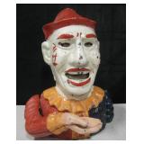 Vintage Cast Iron Clown Mechanical Coin Bank