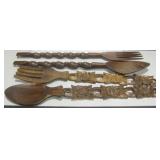 Lot of 2 Wood Forks/Spoons Sets 39" Long