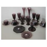 Amethyst Tone Glass Set, Clock & More