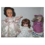 3 VNTG Plastic / Porcelain Collectable Dolls