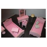 VNTG Wooden Pink Miniature Bedroom Furniture, More